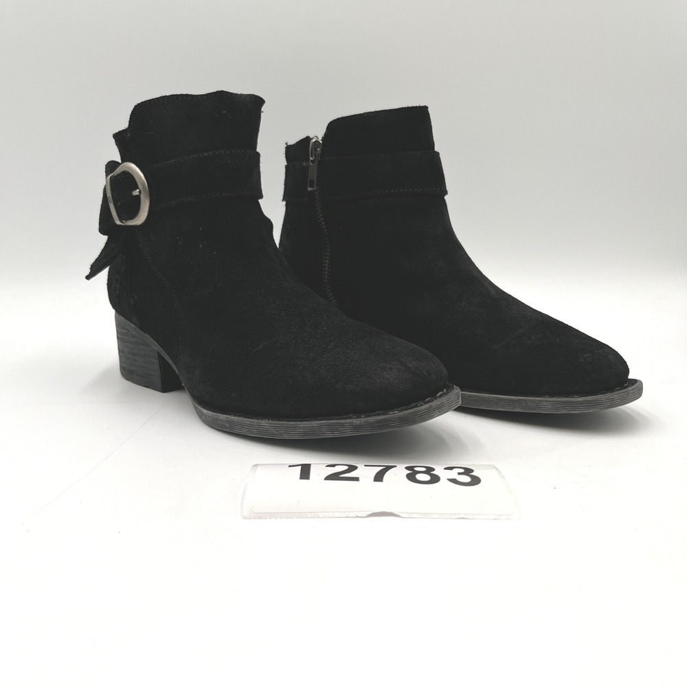 Born Morocco BR0028509 Bootie Boots Womens 8/39 Black Suede Side Buckle Zip